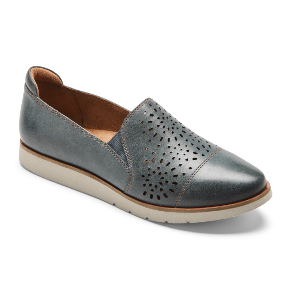 Rockport Kvinners Laci Twin-gore Slip-on Blågrønt Skinn