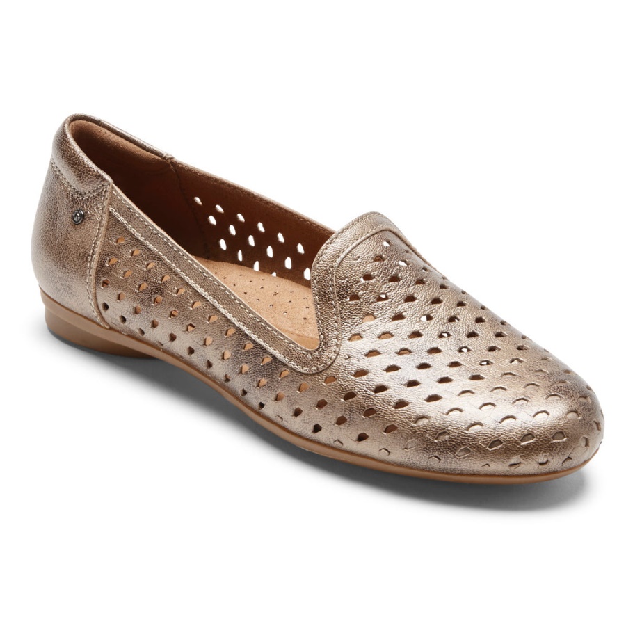 Rockport Dame Maiika Vevd Slip-on Metallisk Skinn
