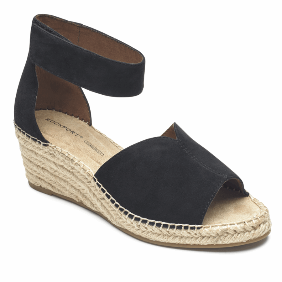 Rockport Kvinners Marah Peep Toe Wedge Sandal Svart