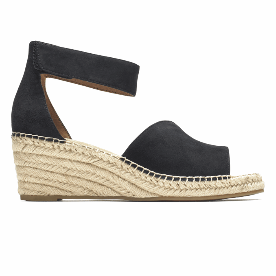 Rockport Kvinners Marah Peep Toe Wedge Sandal Svart