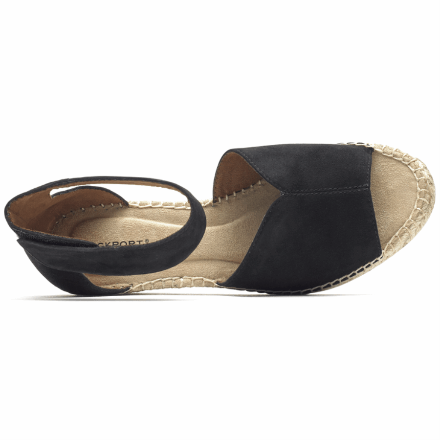 Rockport Kvinners Marah Peep Toe Wedge Sandal Svart