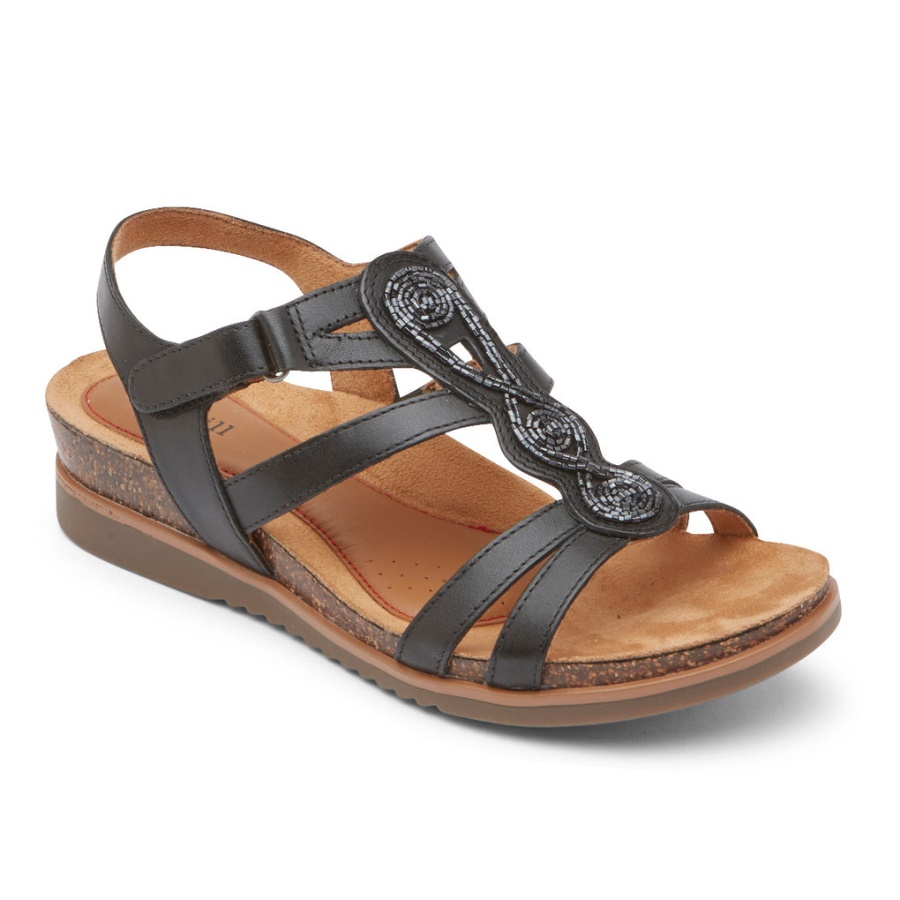 Rockport Kvinner Kan Beaded Sandal Svart