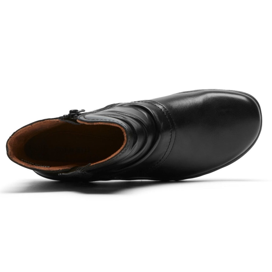 Rockport Kvinners Penfield Ruched Støvel Svart Skinn