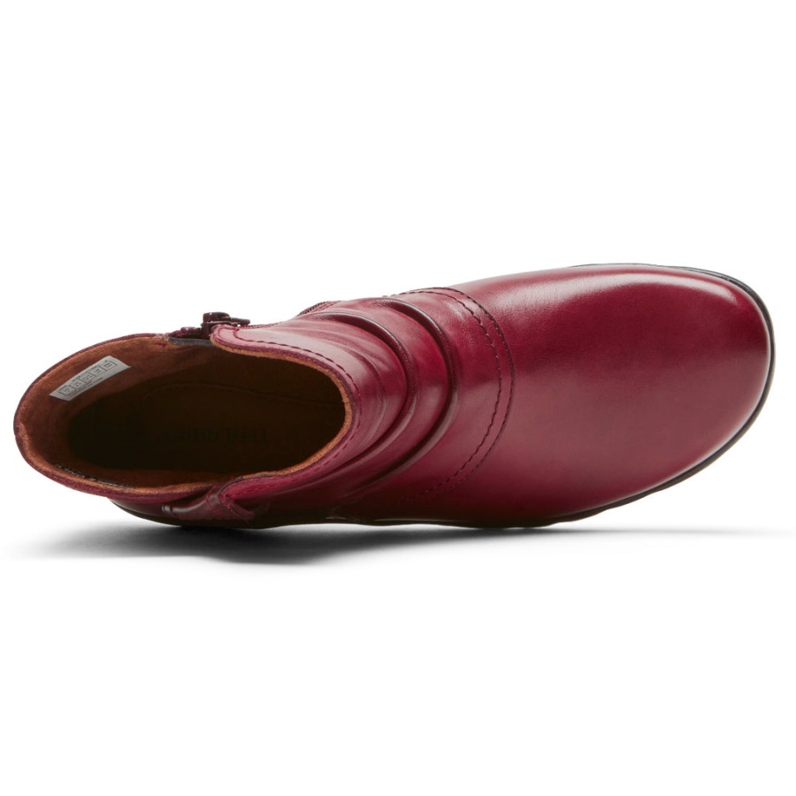 Rockport Kvinners Penfield Ruched Støvel Rødt Skinn