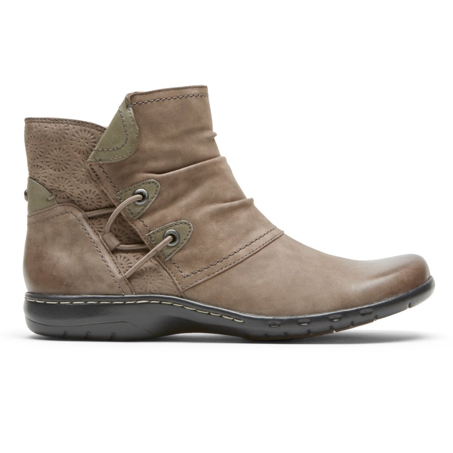 Rockport Kvinners Penfield Ruched Boot Stone Nubuck