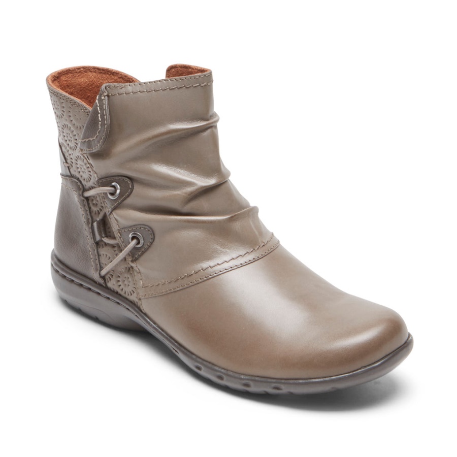 Rockport Kvinners Penfield Ruched Bootie Taupe Grå