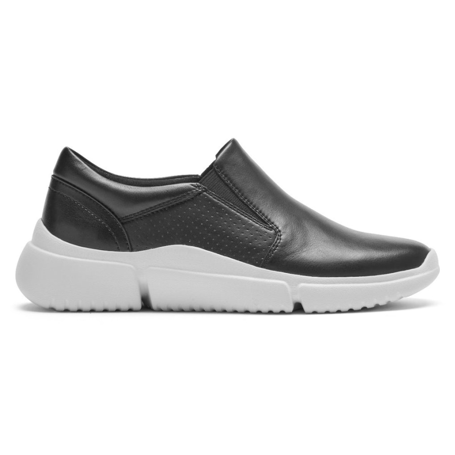 Rockport Dame R-evolution Vaskbar Slip-on Sneaker Svart Vaskbar M Hvit Såle