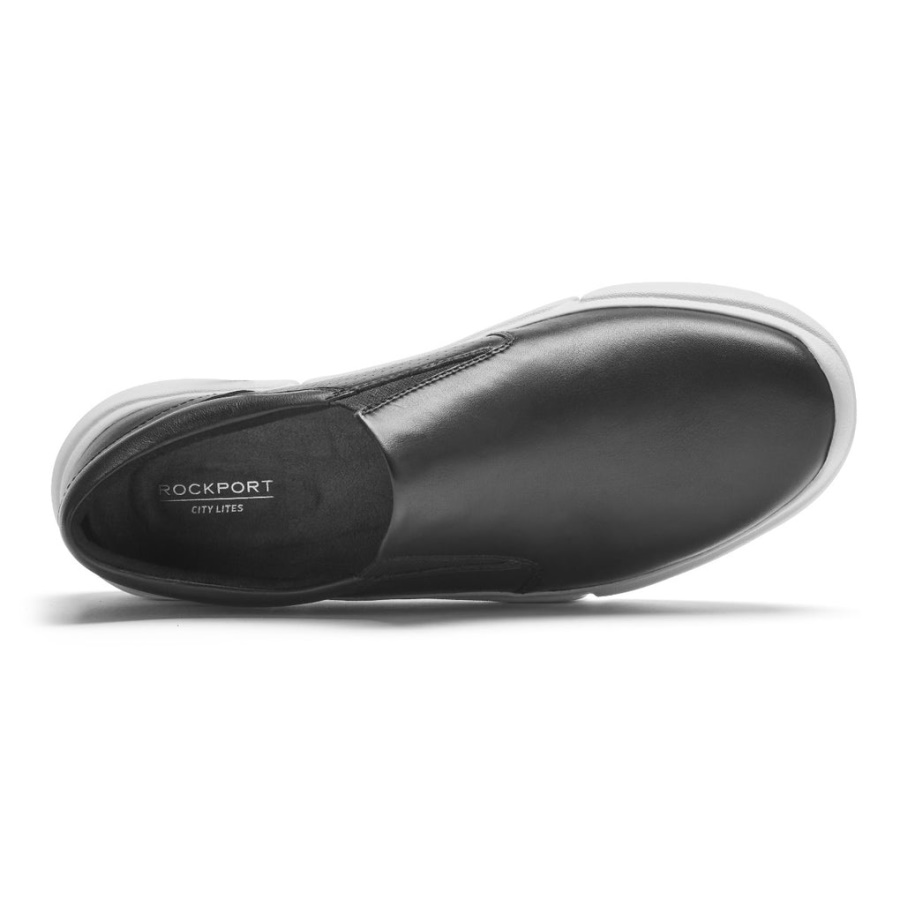 Rockport Dame R-evolution Vaskbar Slip-on Sneaker Svart Vaskbar M Hvit Såle