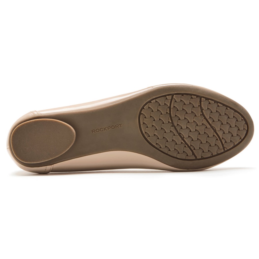 Rockport Kvinners Reagan Ballett Flat Nøytral Beige Patent Syntetisk