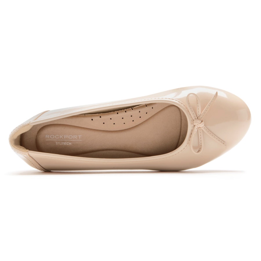 Rockport Kvinners Reagan Ballett Flat Nøytral Beige Patent Syntetisk