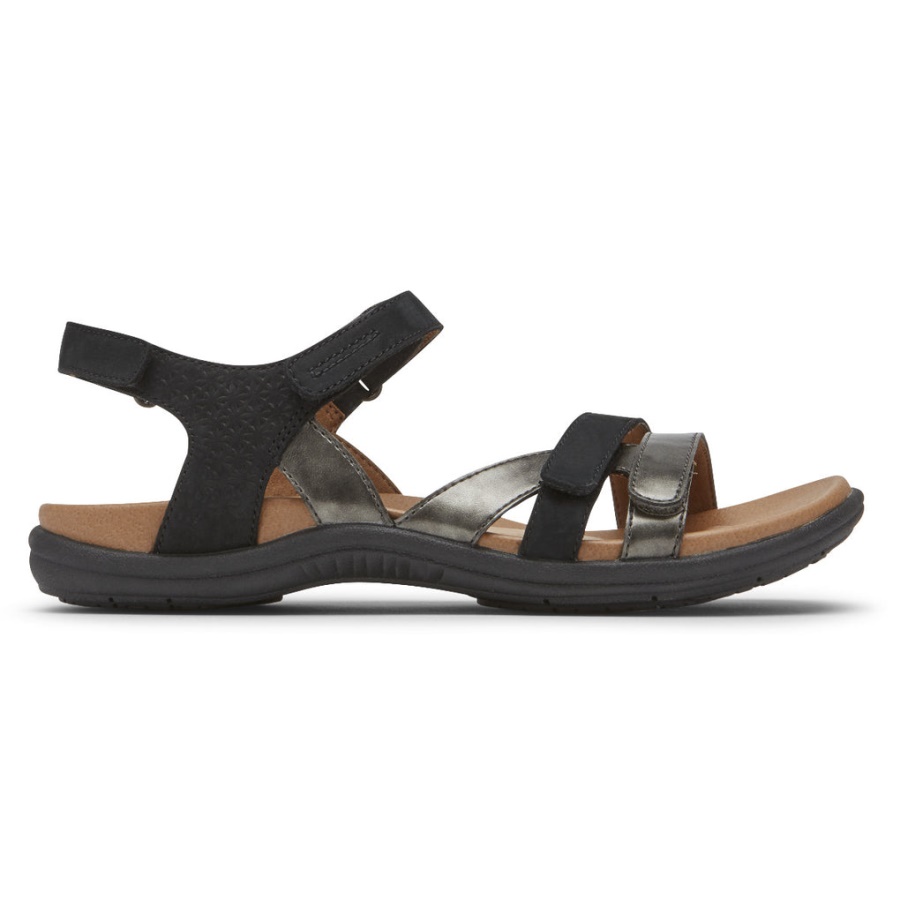 Rockport Dame Rubey 3-stropper Sandal Svart