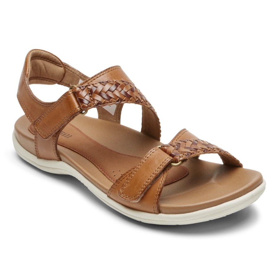 Rockport Dame Rubey Flettet Sandal Tan Multi