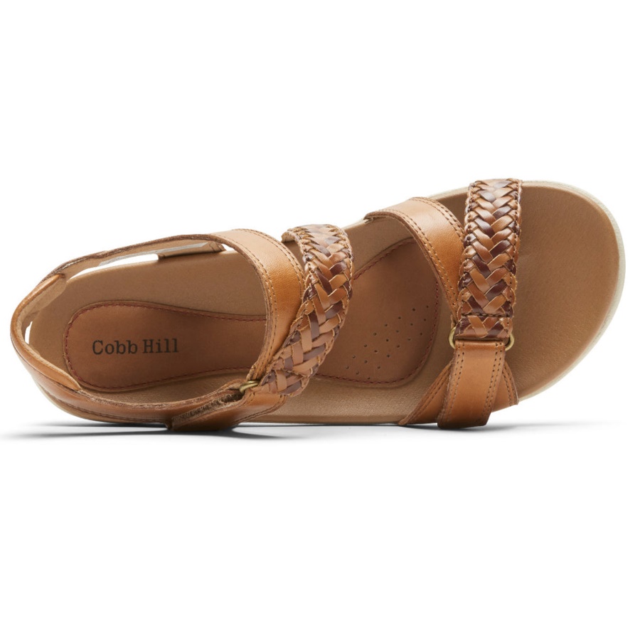 Rockport Dame Rubey Flettet Sandal Tan Multi