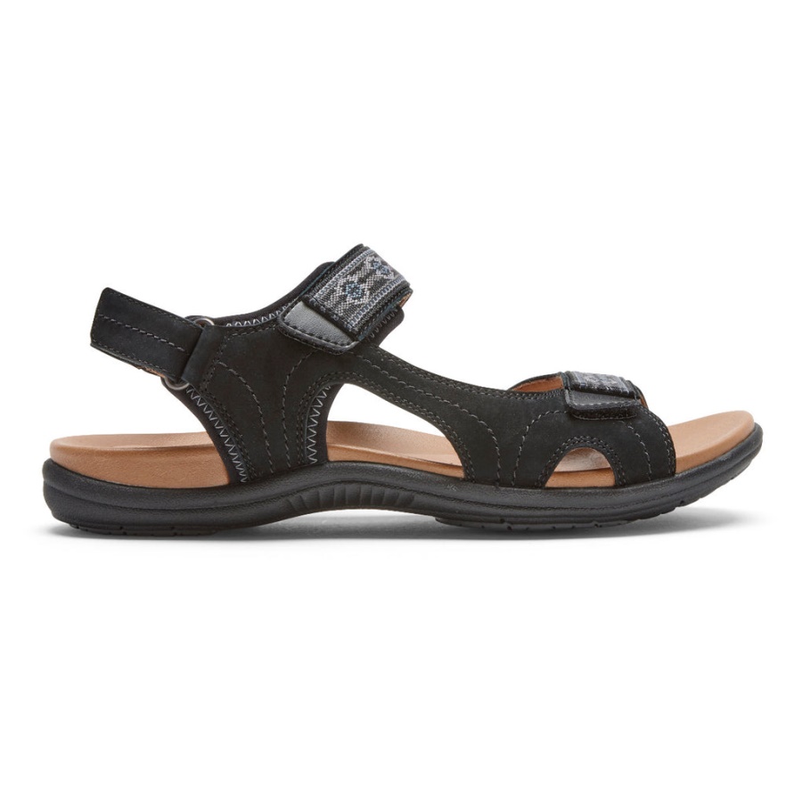 Rockport Kvinners Rubey Stropp Sandal Svart Nubuck