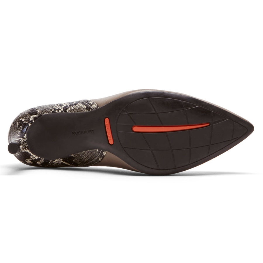 Rockport Kvinners Total Motion 75 Mm Stykket Hæl Taupe Slangeskinn