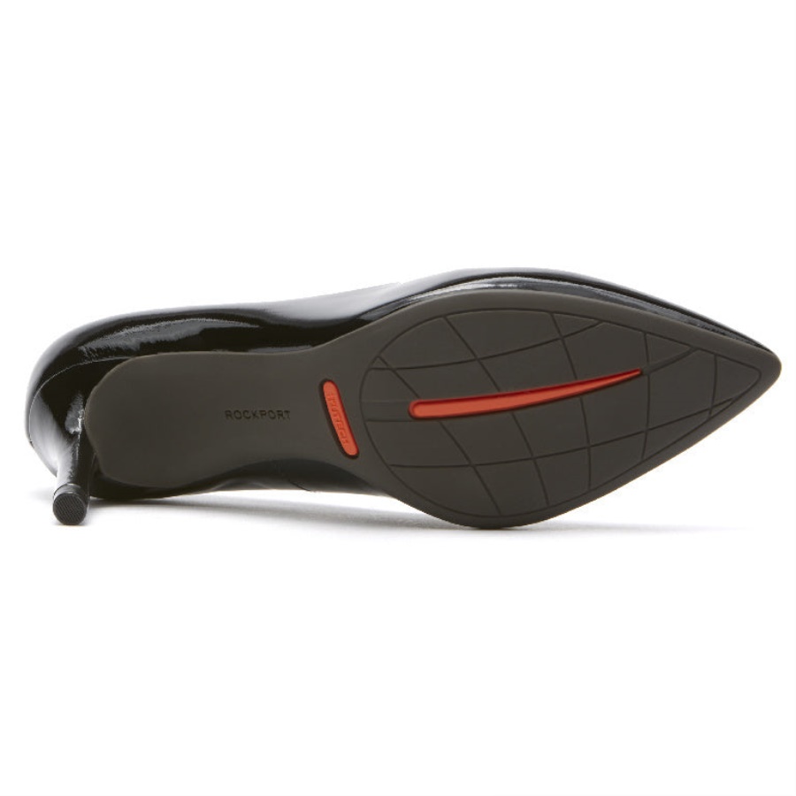 Rockport Kvinners Total Motion 75mm Spiss Tå Hæl Svart Patent
