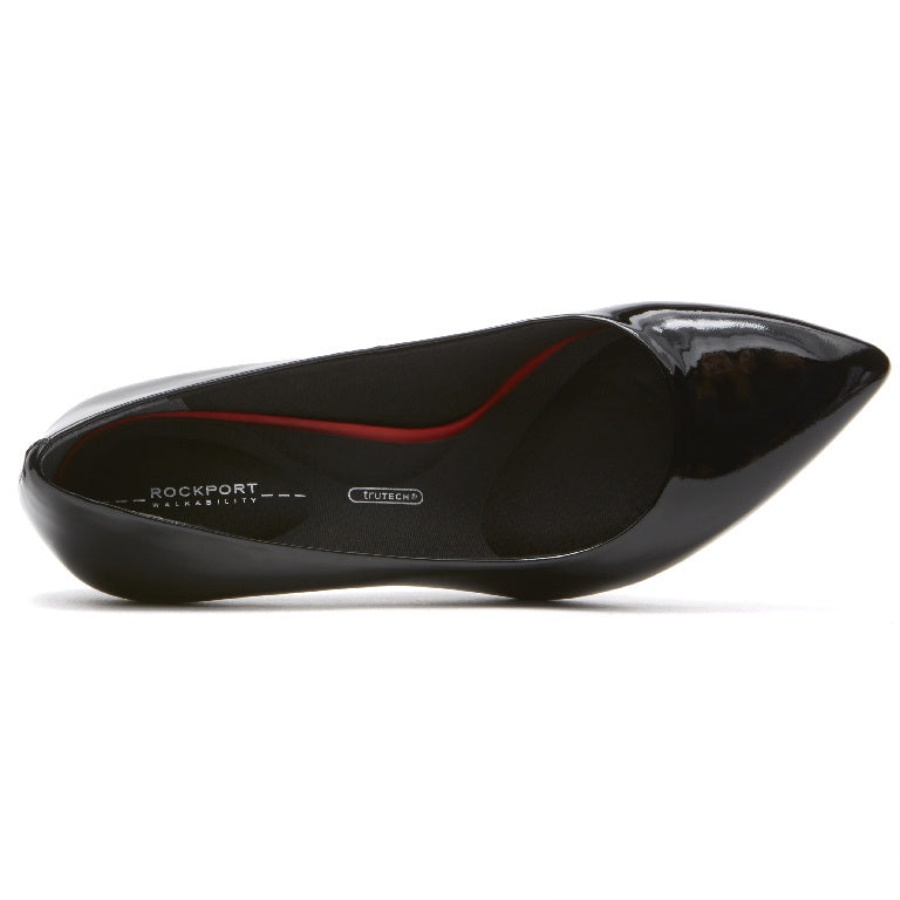 Rockport Kvinners Total Motion 75mm Spiss Tå Hæl Svart Patent