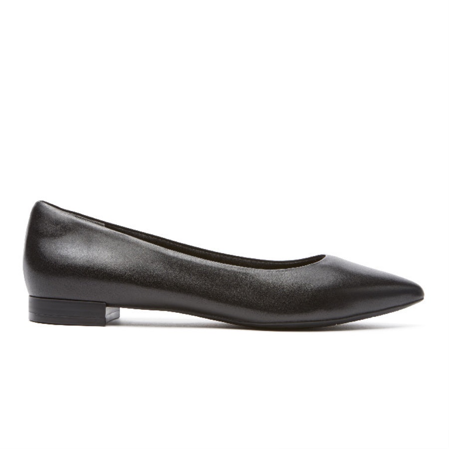 Rockport Kvinners Total Motion Adelyn Ballet Flat Black Burn Kalv