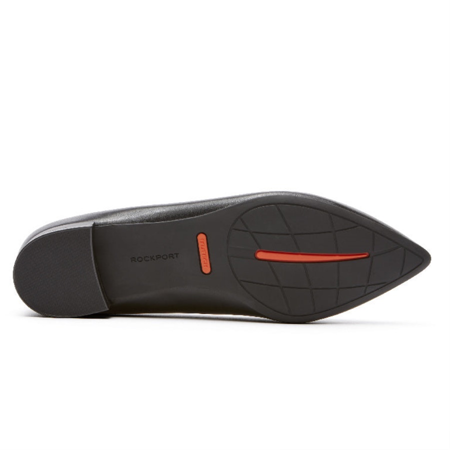 Rockport Kvinners Total Motion Adelyn Ballet Flat Black Burn Kalv