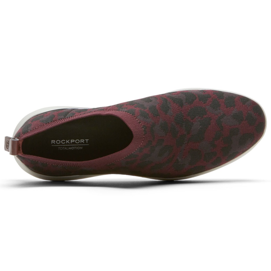 Rockport Kvinners Total Motion Sport Høy Slip-on Oxblood Leopard
