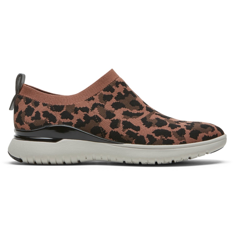Rockport Kvinners Total Motion Sport Høy Slip-on Tan Leopard