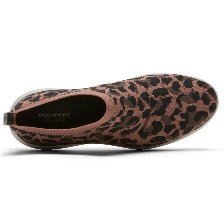 Rockport Kvinners Total Motion Sport Høy Slip-on Tan Leopard