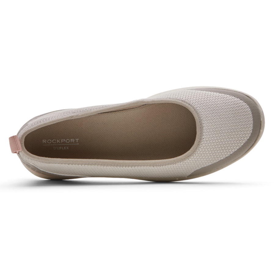 Rockport Dame Truflex Fluestrikk Ballett Flat Off-white