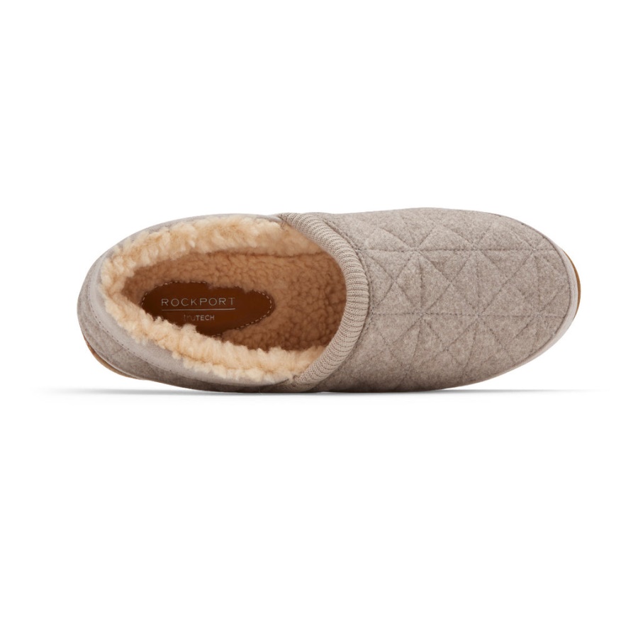 Rockport Dame Trutech Veda Moc Slipper Taupe Grå